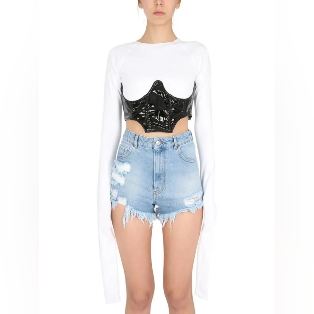 18. NWT  GCDS TSHIRT WITH LONG SLEEVE AND VINYL CORSET